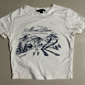 Forever 21 White and Navy Graphic Tee